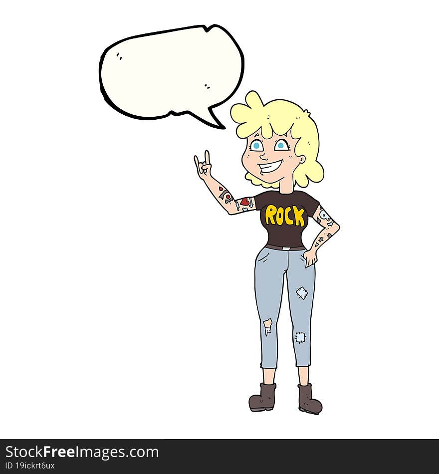 speech bubble cartoon rock girl