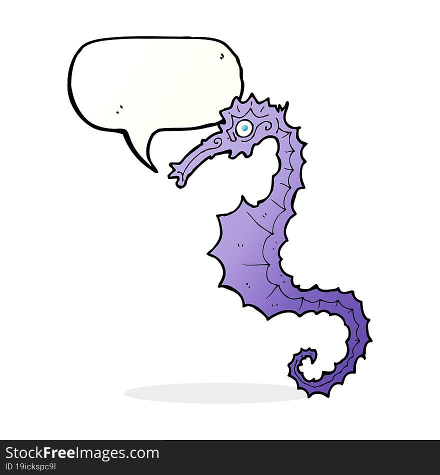 Cartoon Sea Horse With Speech Bubble