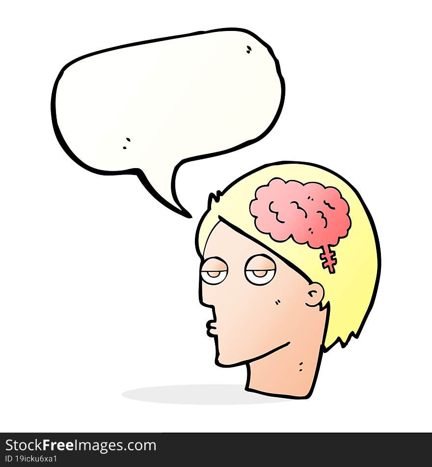 cartoon head with brain symbol with speech bubble