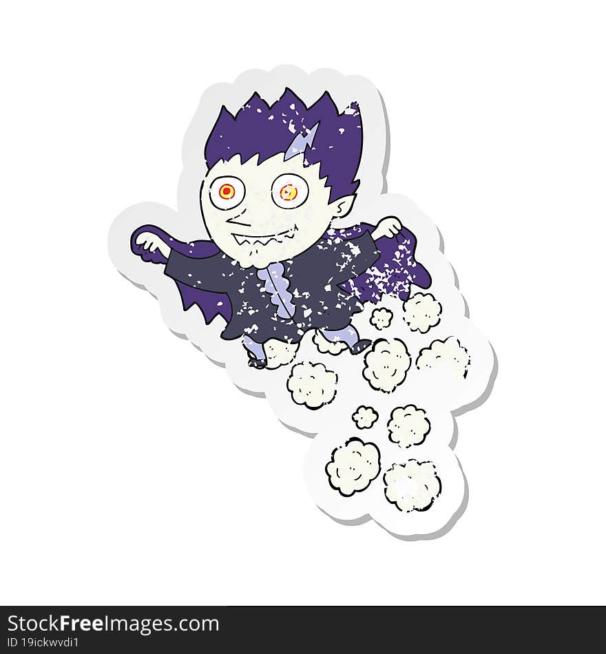 retro distressed sticker of a cartoon vampire