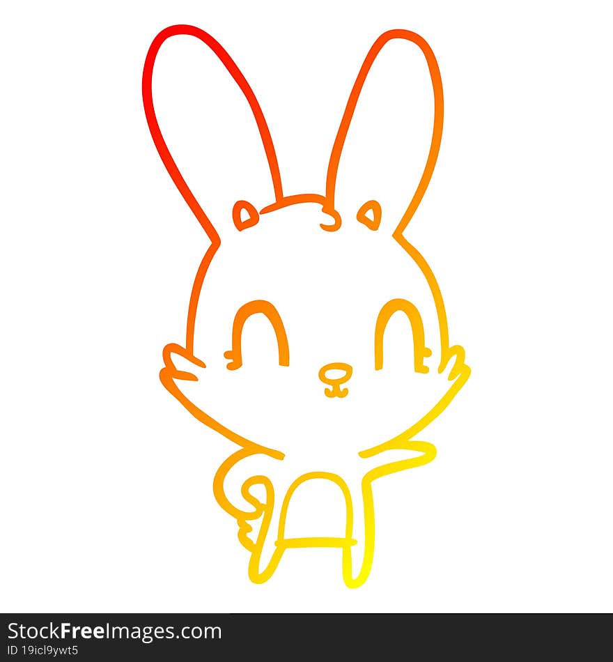 warm gradient line drawing cute cartoon rabbit