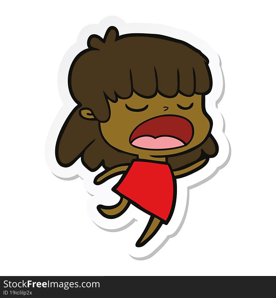 sticker of a cartoon woman talking loudly