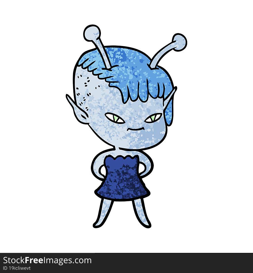 cute cartoon alien girl. cute cartoon alien girl