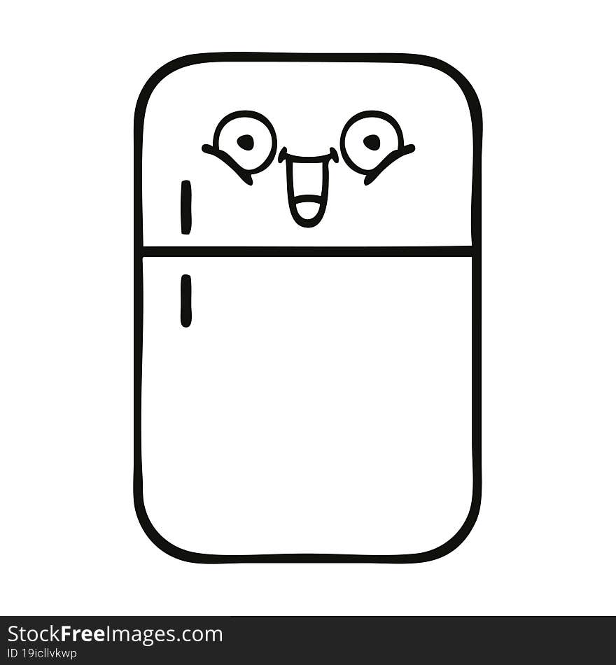 line drawing cartoon fridge freezer