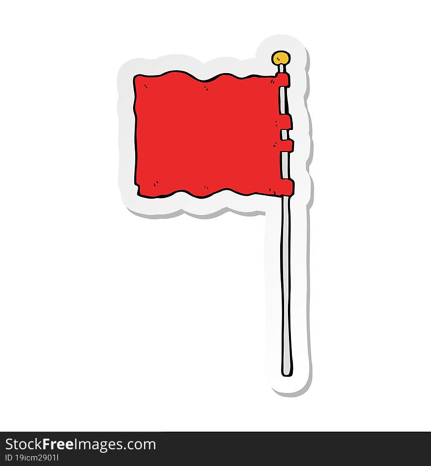 sticker of a cartoon waving flag