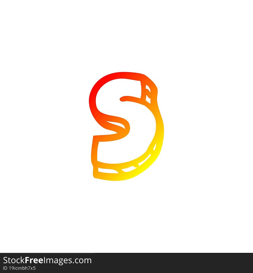 warm gradient line drawing cartoon letter s