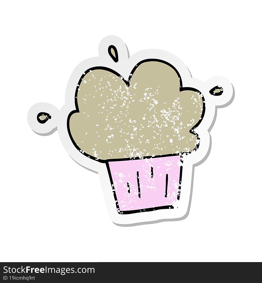 distressed sticker of a cartoon cupcake