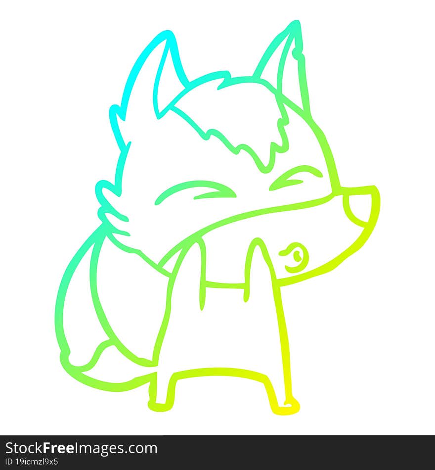 cold gradient line drawing cartoon wolf whistling