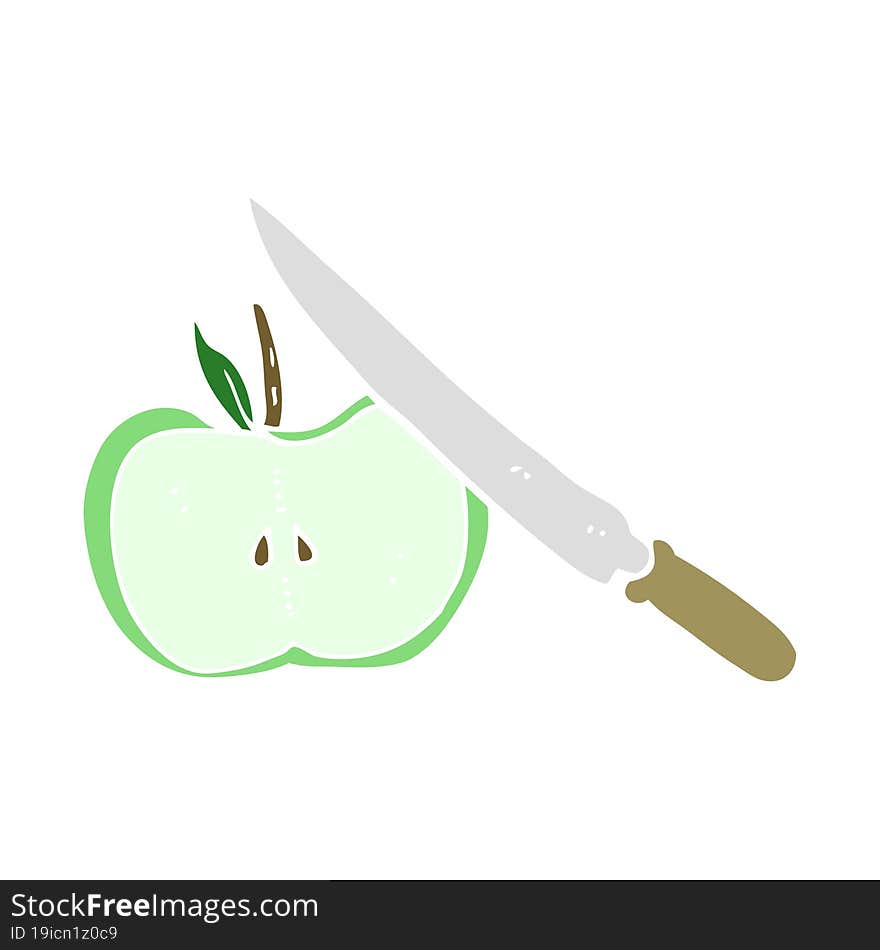 flat color illustration of apple being sliced. flat color illustration of apple being sliced