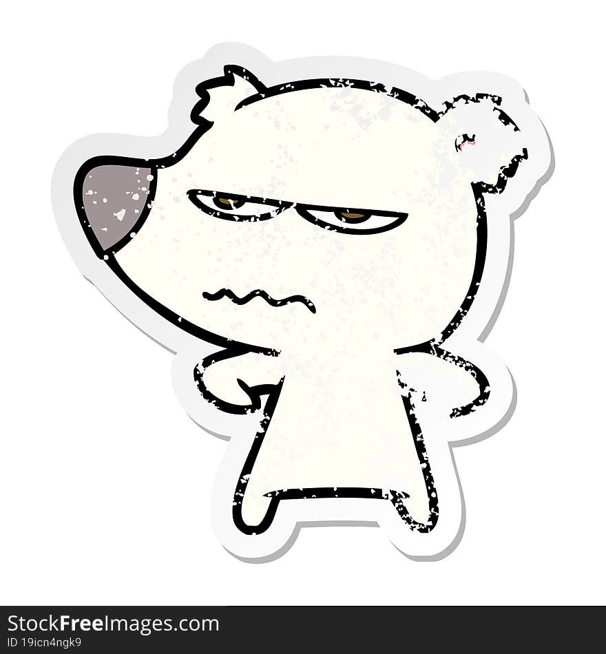 distressed sticker of a angry bear polar cartoon