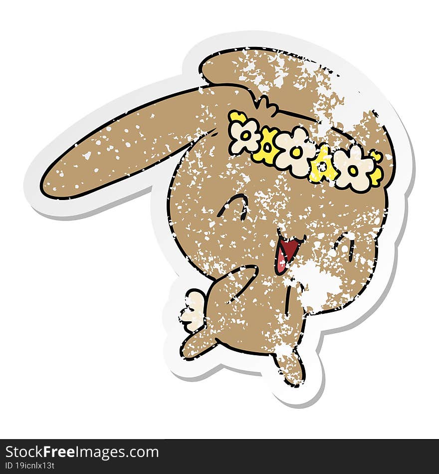 distressed sticker cartoon kawaii cute furry bunny