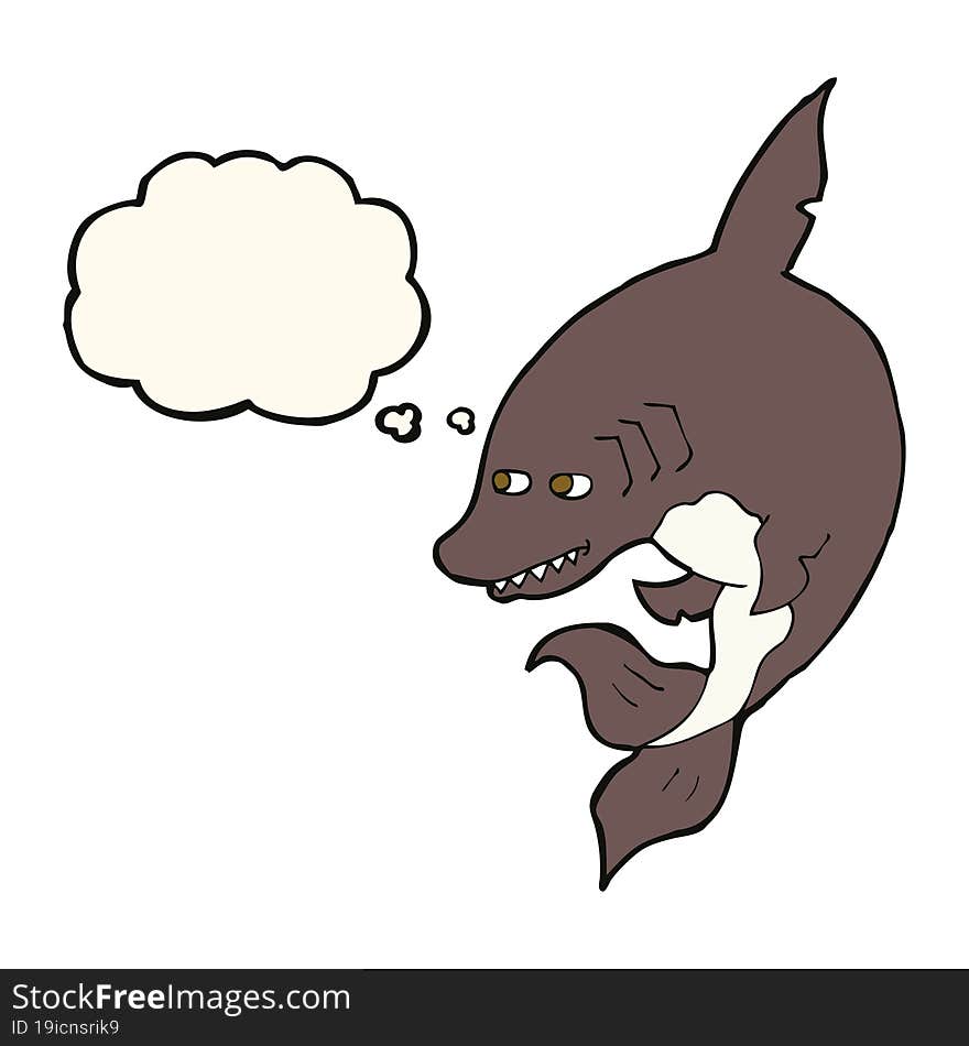 funny cartoon shark with thought bubble