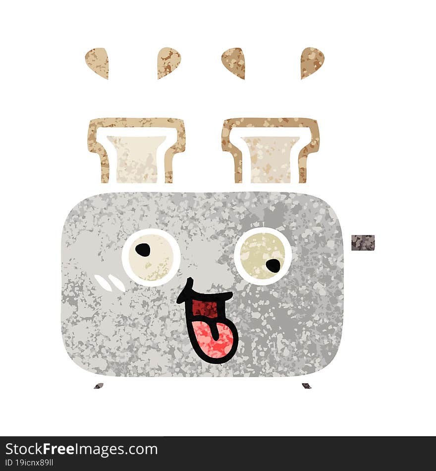 retro illustration style cartoon of a of a toaster