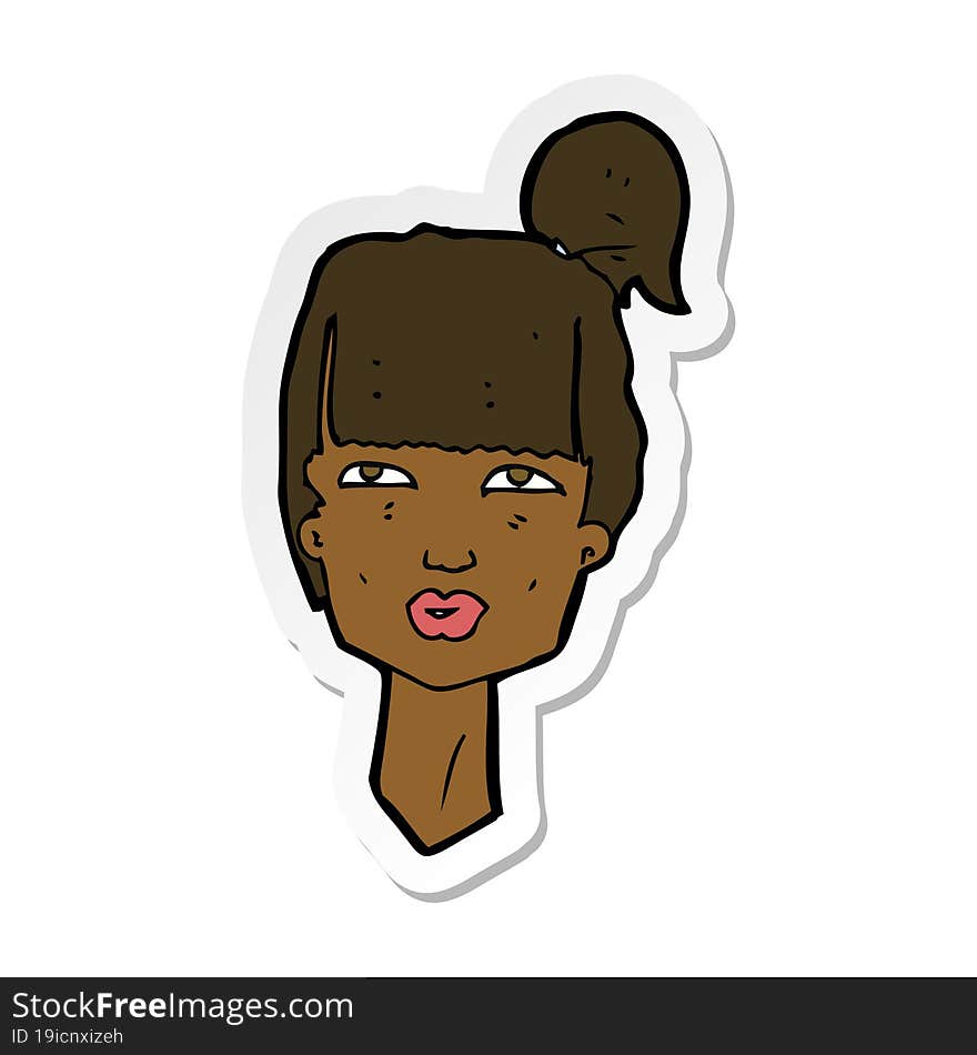 Sticker Of A Cartoon Female Head