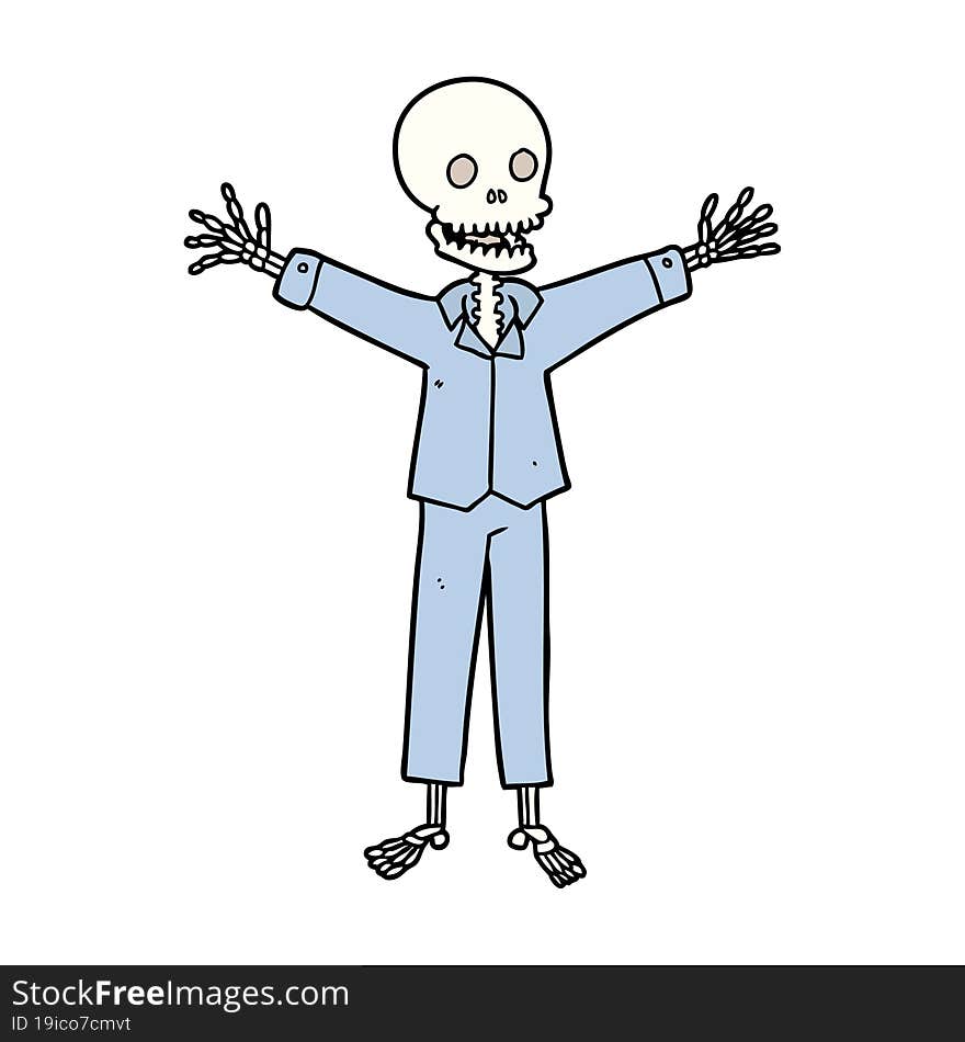 cartoon skeleton wearing pajamas. cartoon skeleton wearing pajamas