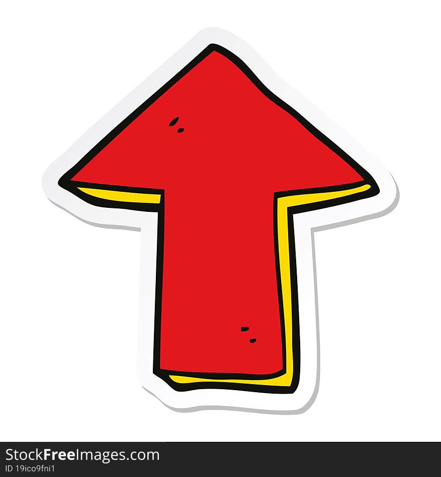 sticker of a cartoon pointing arrow