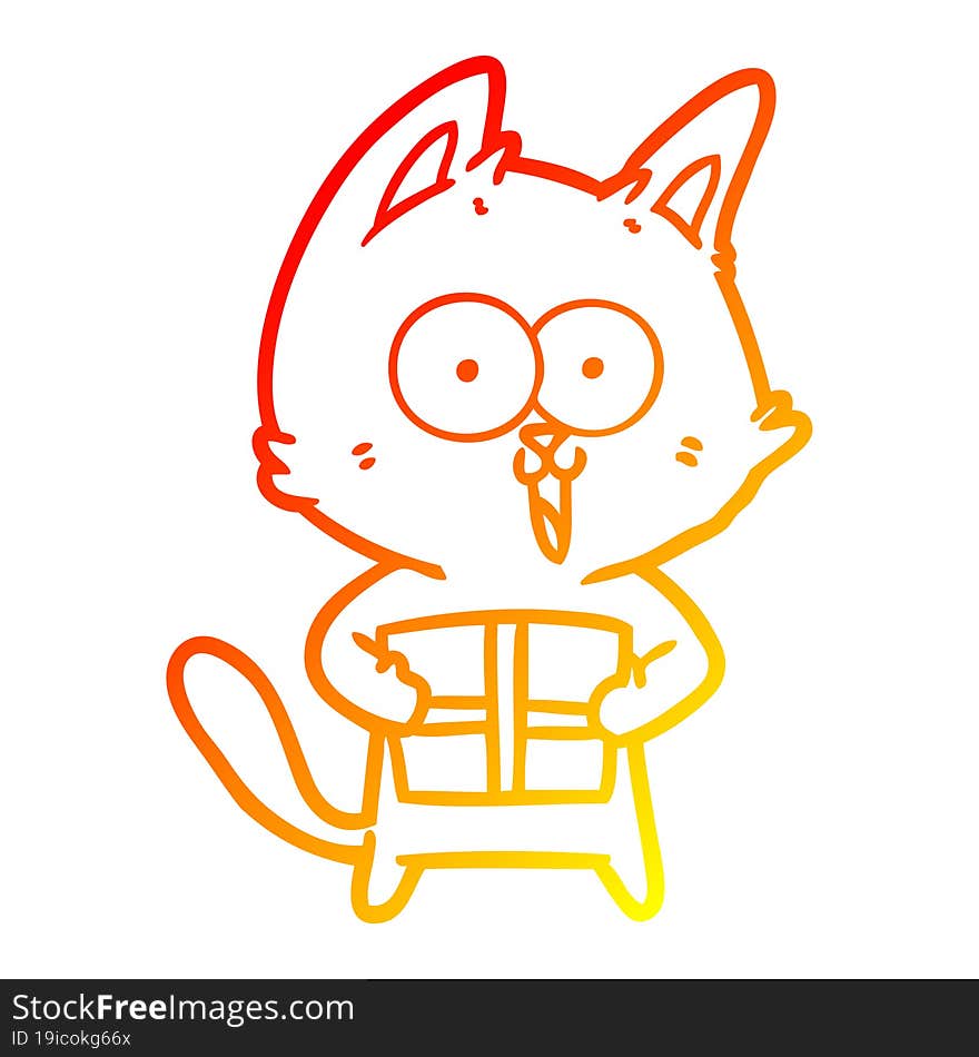 warm gradient line drawing funny cartoon cat