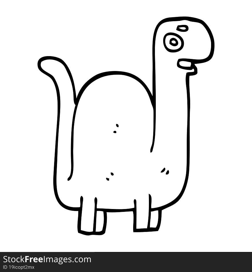 Line Drawing Cartoon Prehistoric Dinosaur