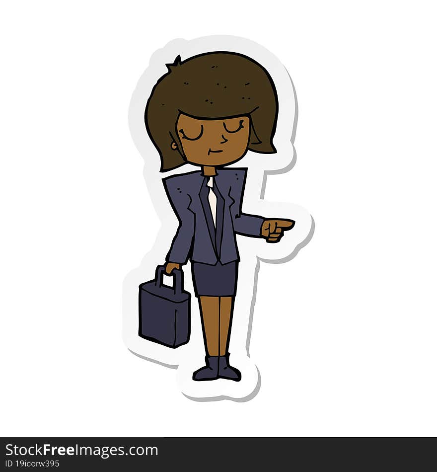 sticker of a cartoon businesswoman pointing