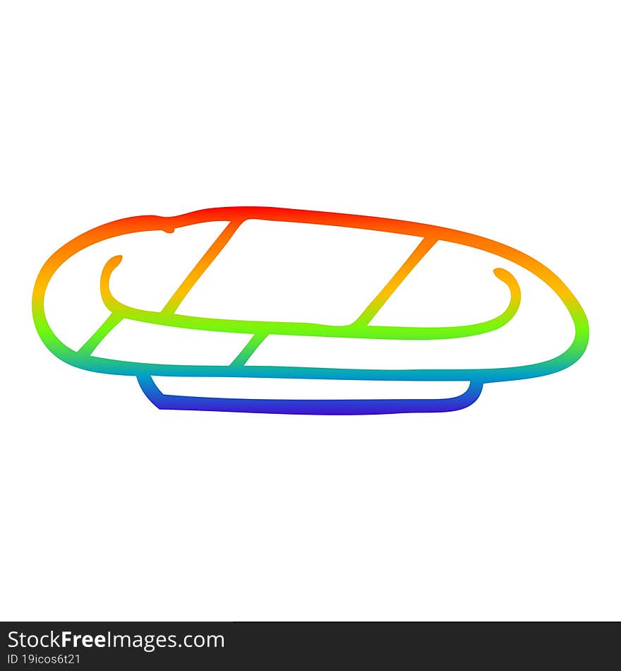 rainbow gradient line drawing of a cartoon striped plate