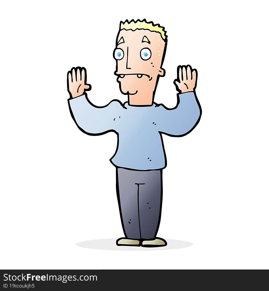 cartoon man surrendering