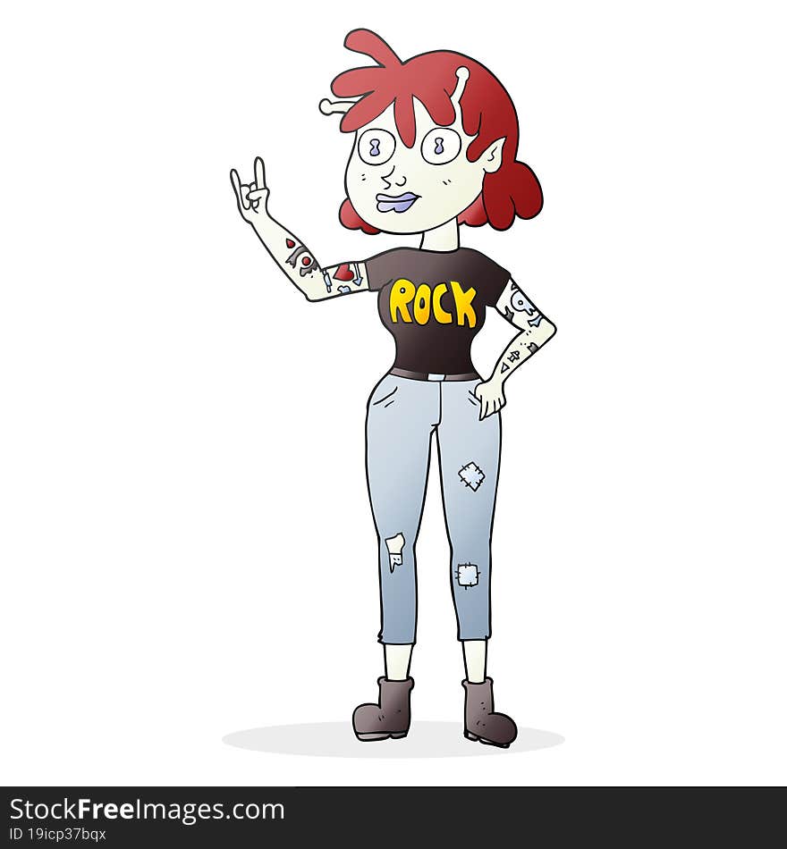 cartoon alien rock fan girl