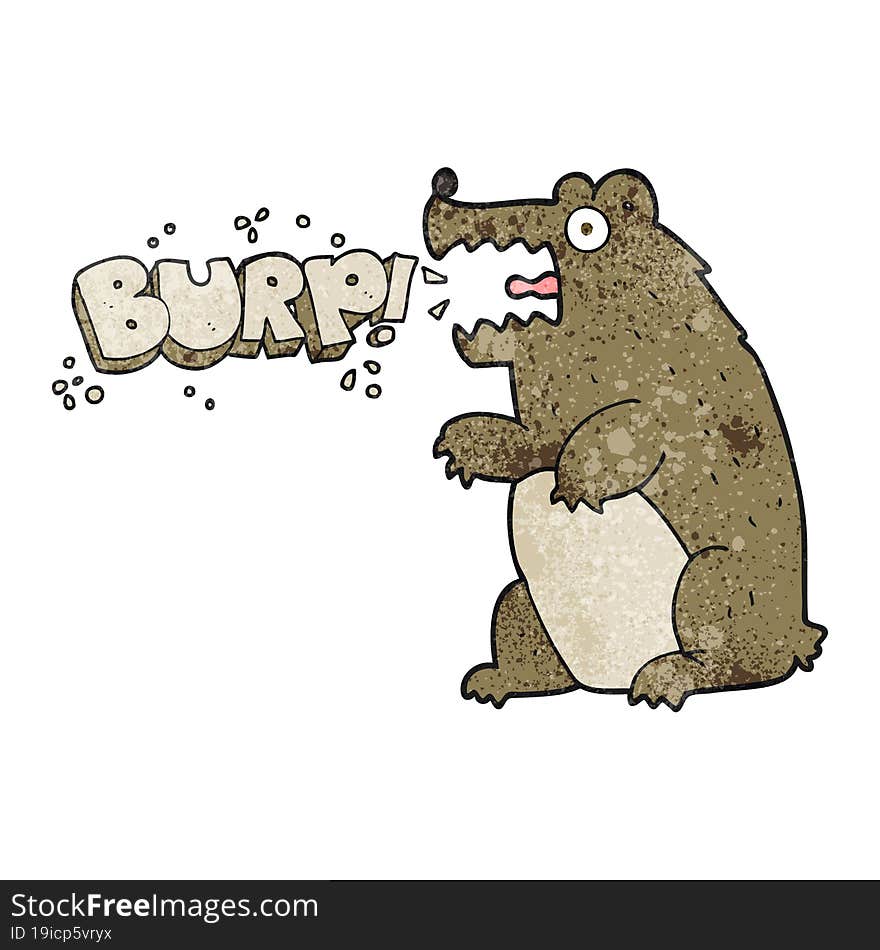 textured cartoon bear burping