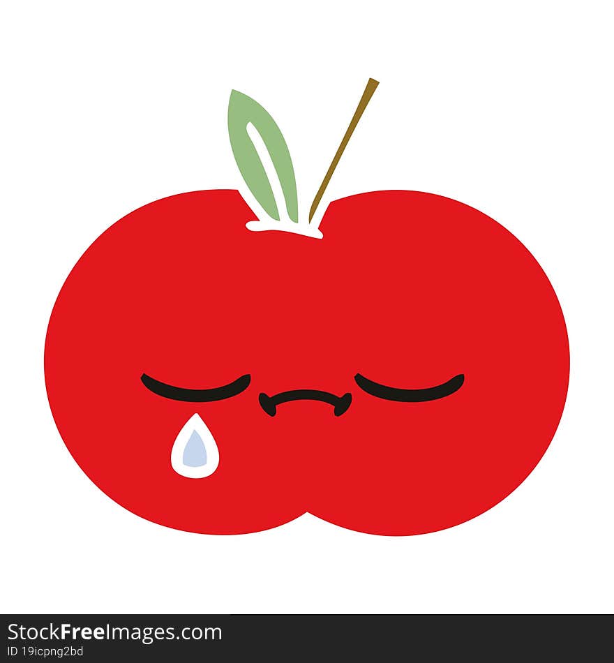 flat color retro cartoon of a red apple