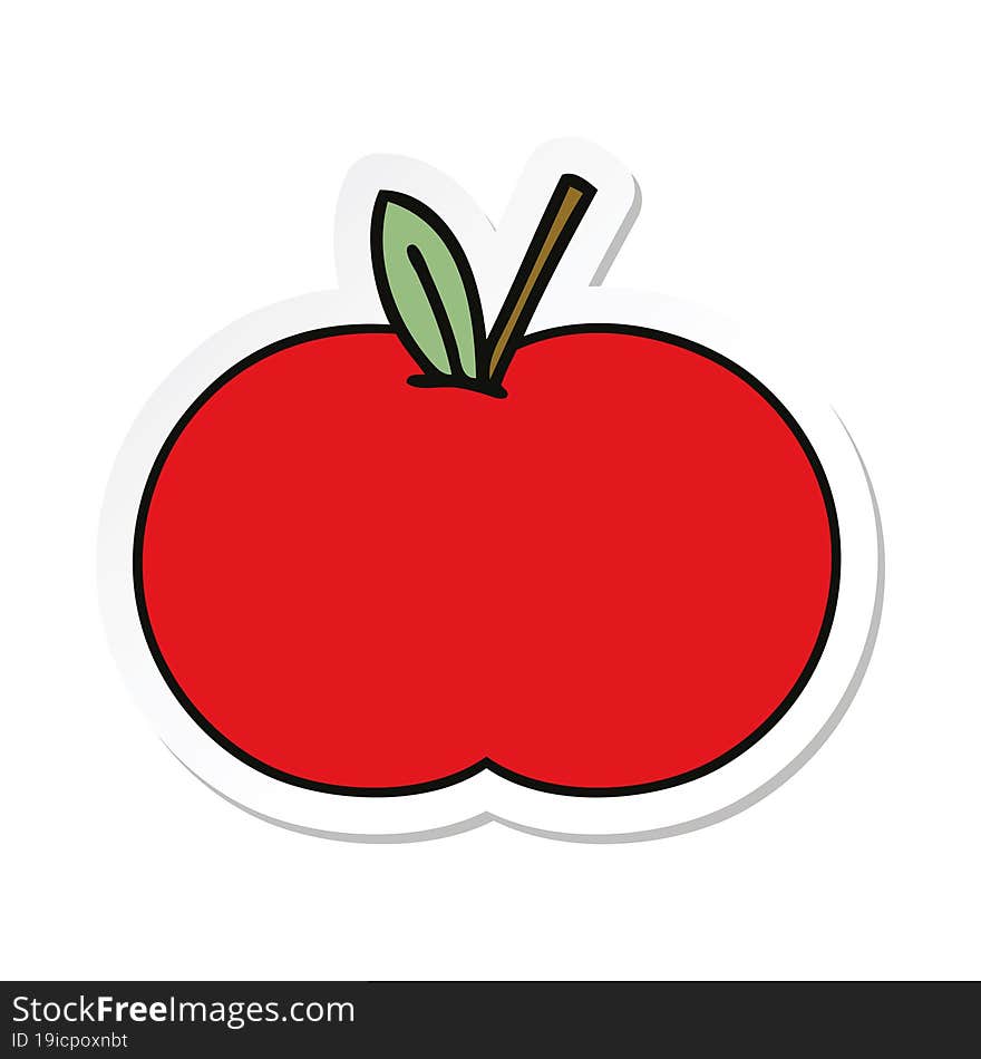 sticker of a cute cartoon red apple