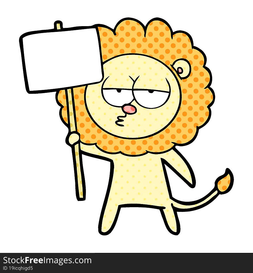 cartoon bored lion. cartoon bored lion