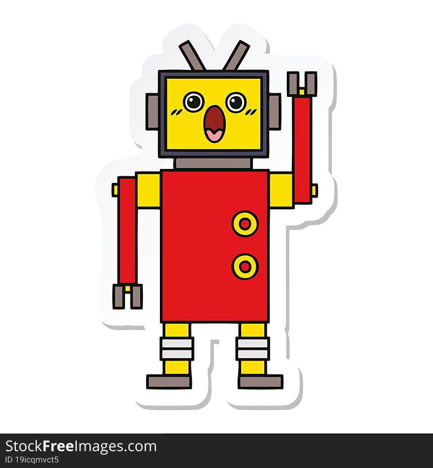 Sticker Of A Cute Cartoon Robot