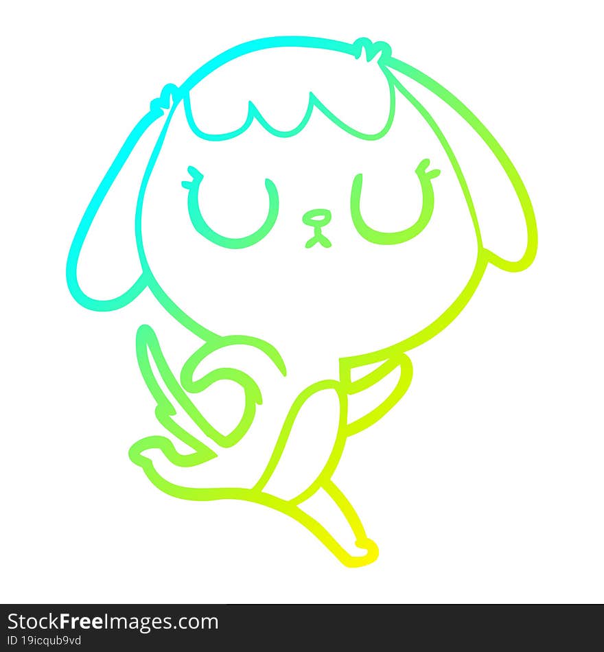 Cold Gradient Line Drawing Cute Cartoon Dog