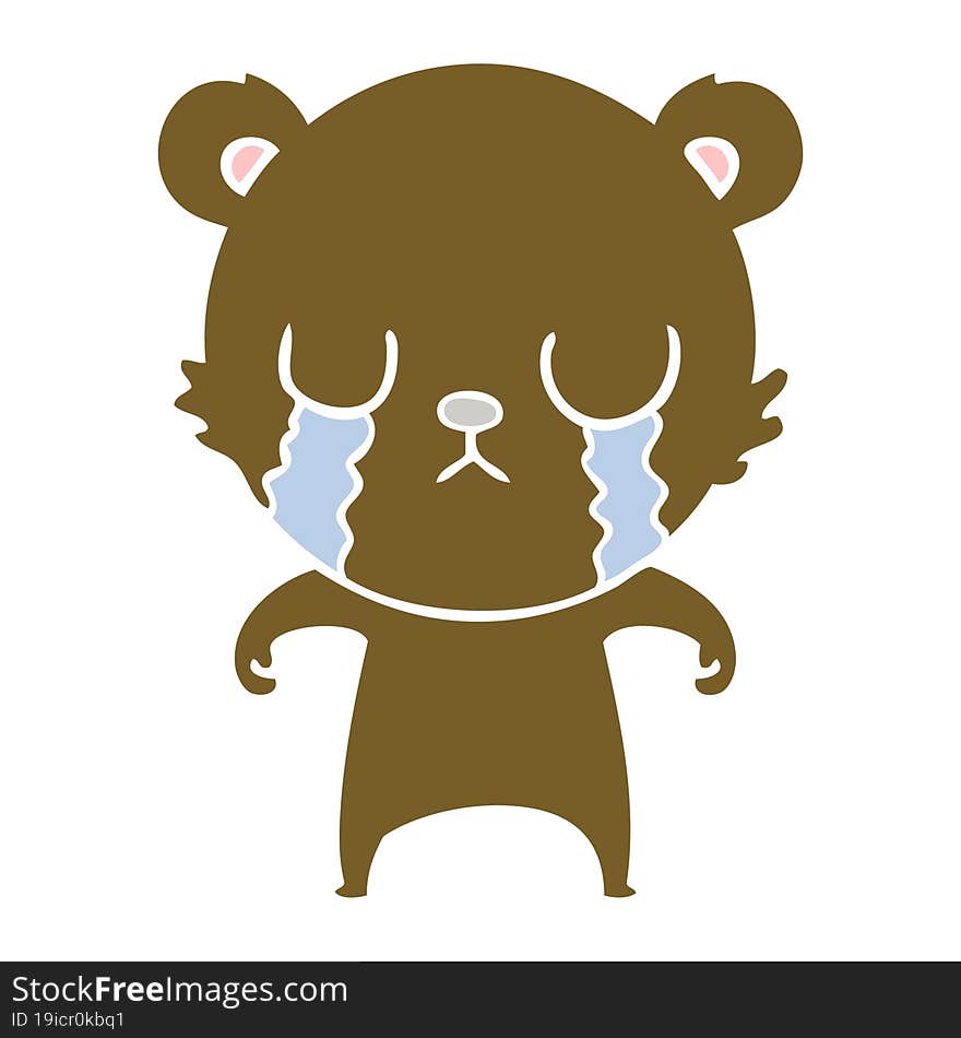 crying flat color style cartoon bear