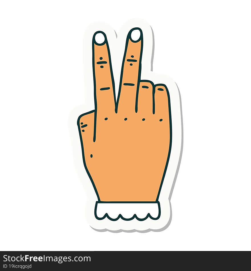 hand raising two fingers gesture sticker