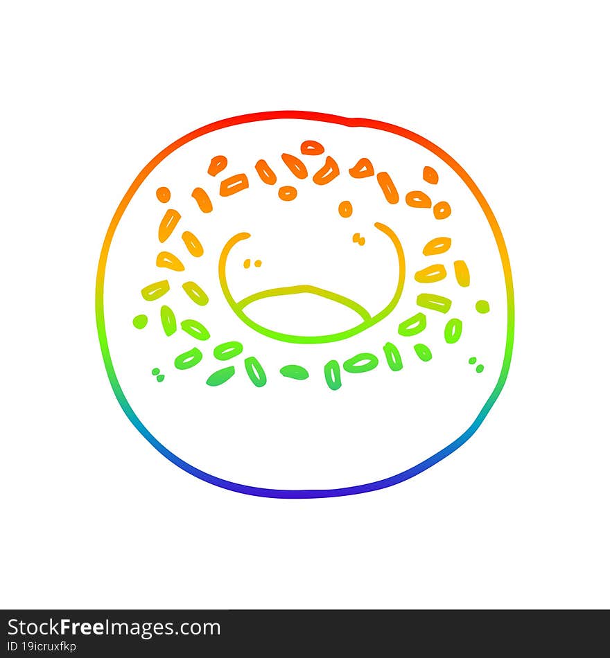 rainbow gradient line drawing cartoon donut