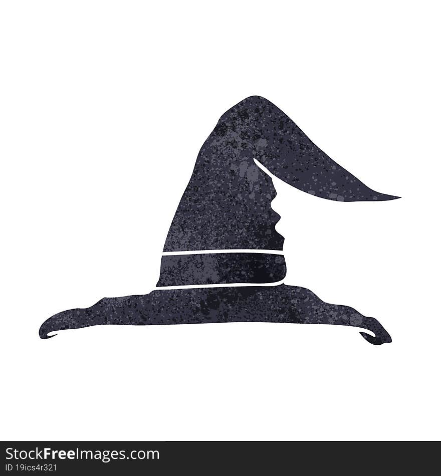 freehand retro cartoon witch hat