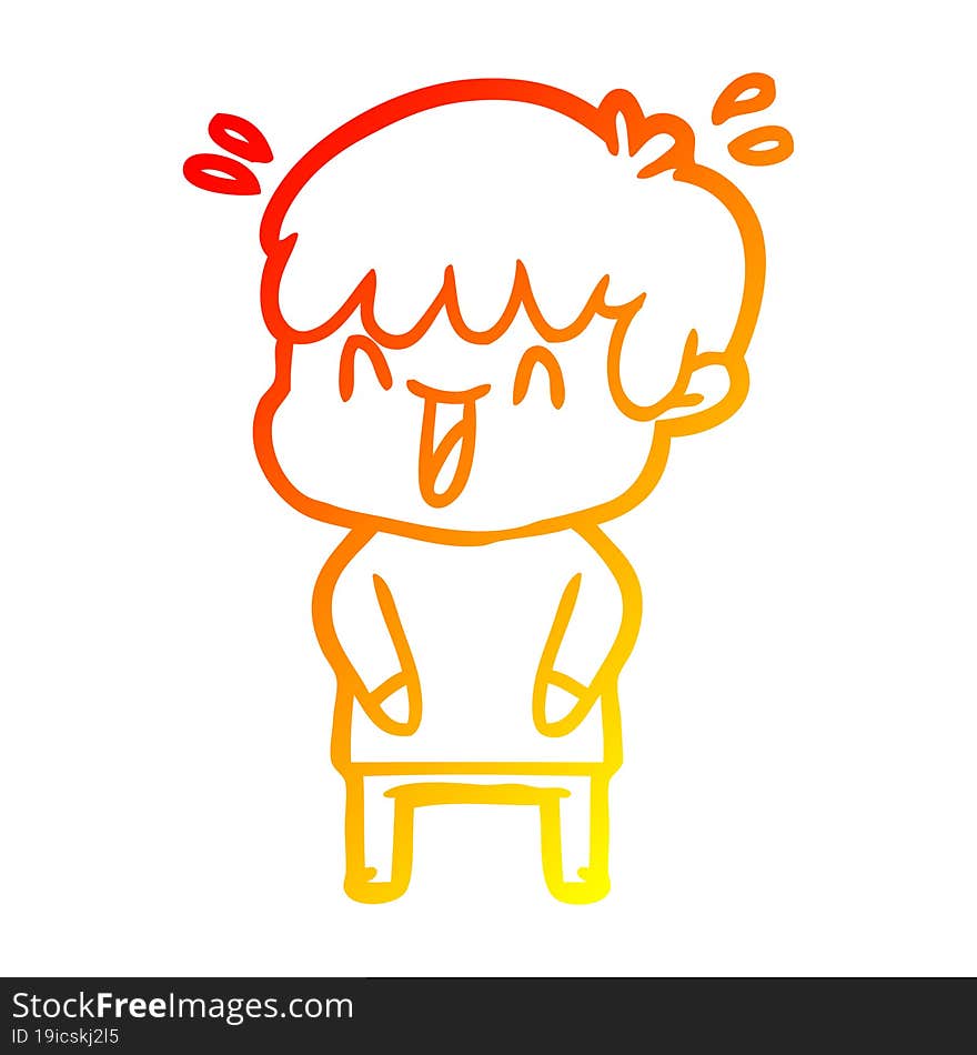 warm gradient line drawing cartoon laughing boy