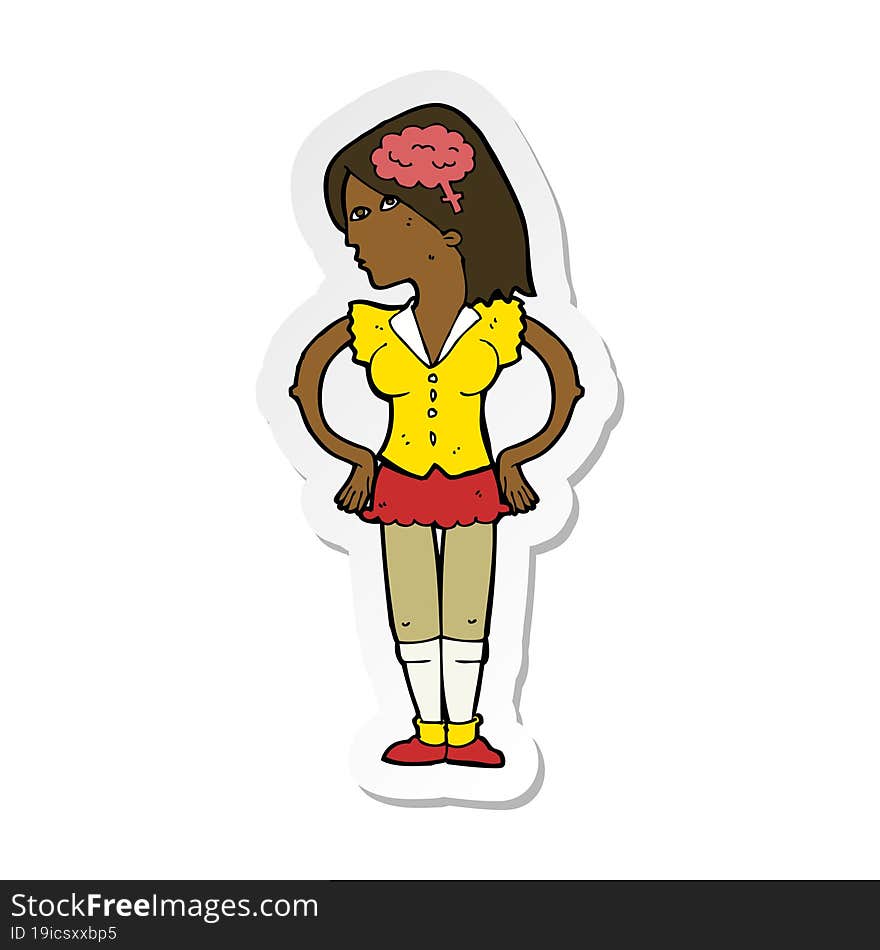 sticker of a cartoon intelligent woman