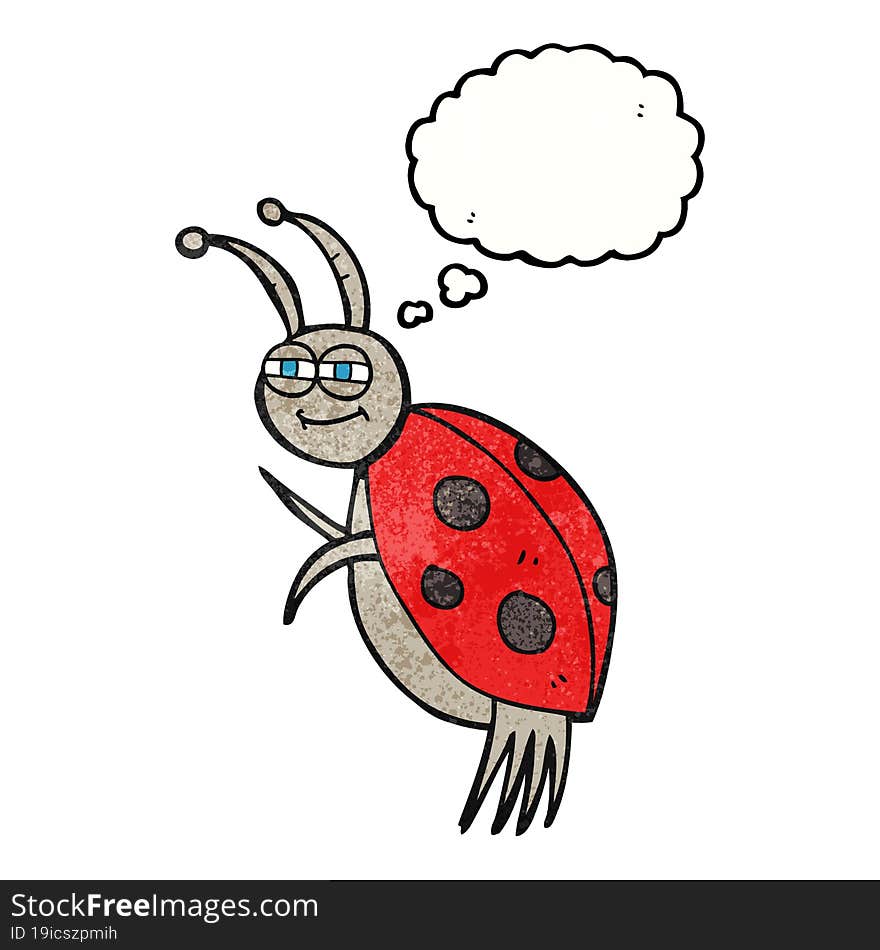 thought bubble textured cartoon ladybug