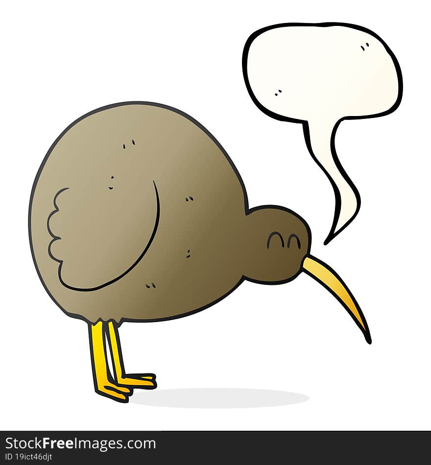 Speech Bubble Cartoon Kiwi Bird