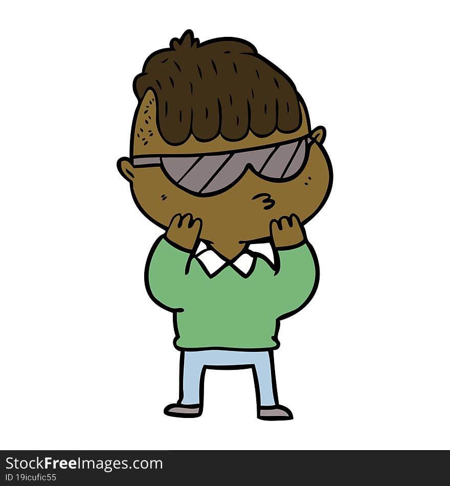 cartoon boy wearing sunglasses. cartoon boy wearing sunglasses