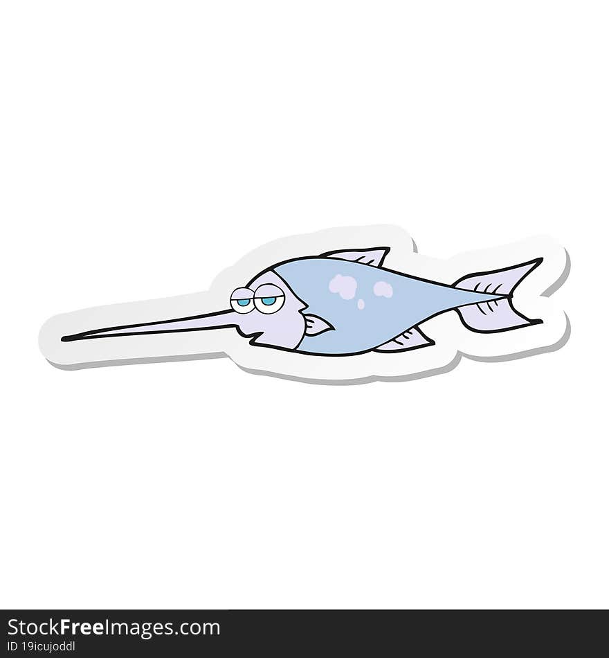 Sticker Of A Cartoon Swordfish