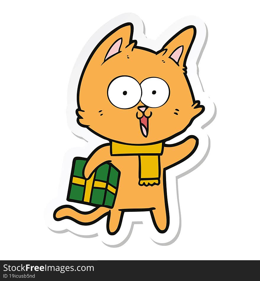 sticker of a funny cartoon cat