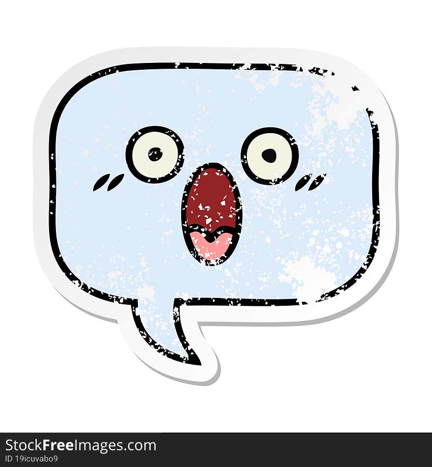 distressed sticker of a cute cartoon speech bubble