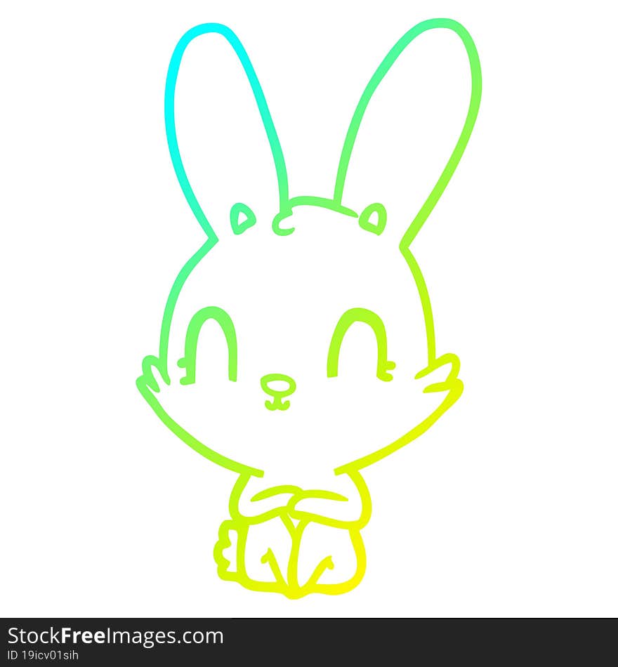 Cold Gradient Line Drawing Cute Cartoon Rabbit