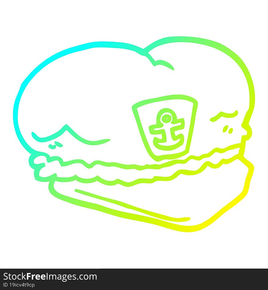 cold gradient line drawing cartoon sailor hat