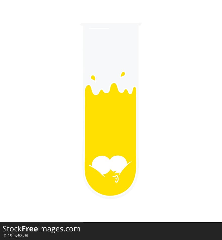 flat color style cartoon surprised test tube