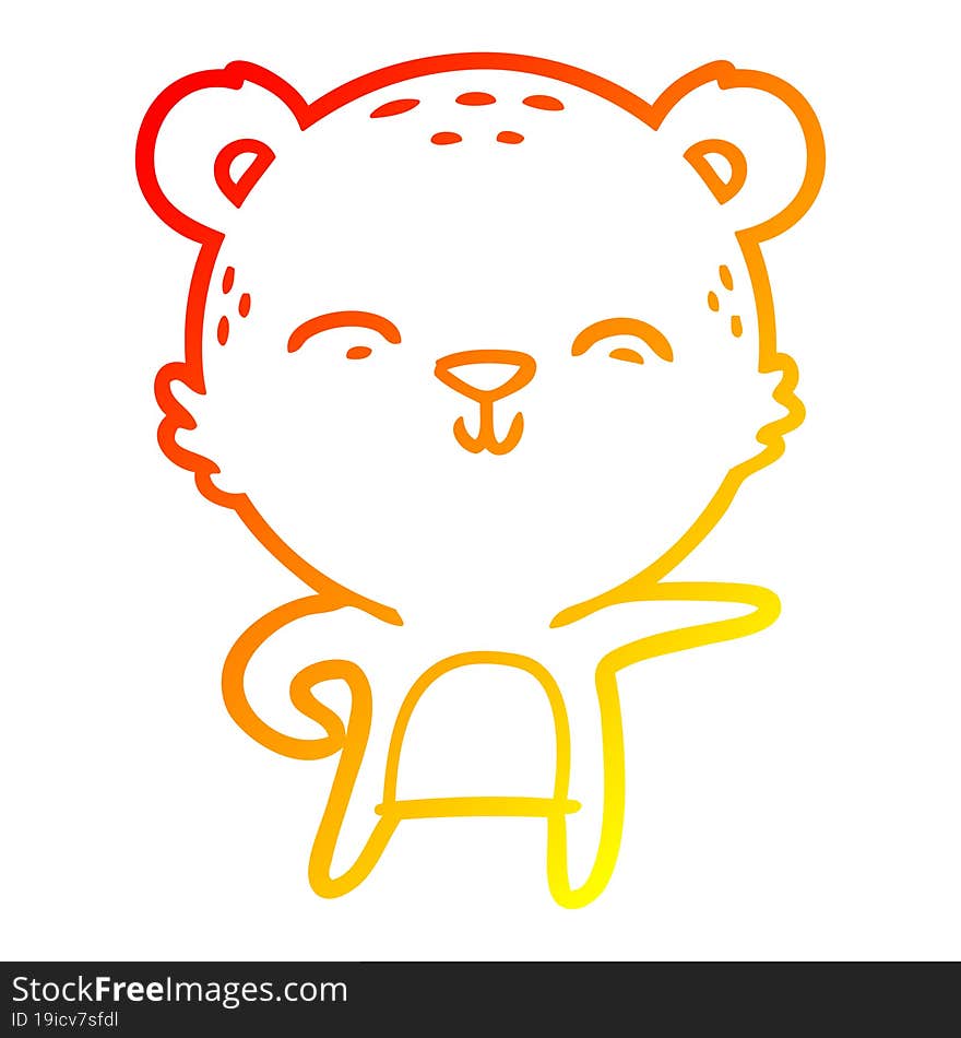 warm gradient line drawing happy cartoon bear