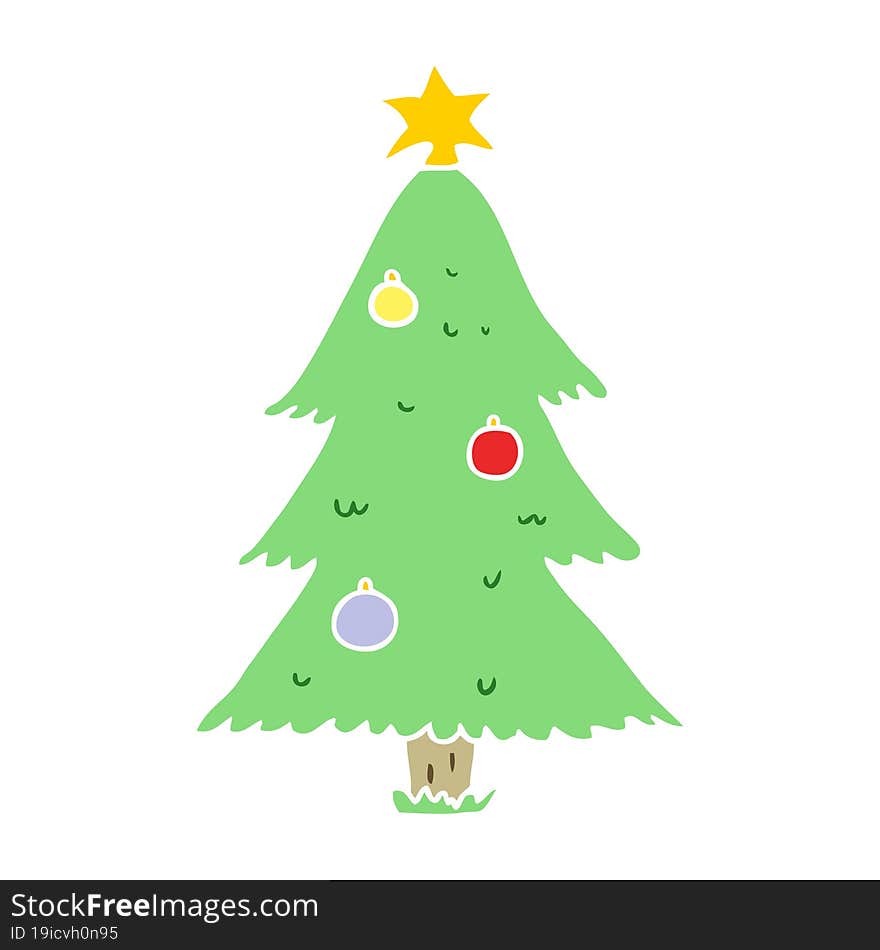 flat color style cartoon christmas tree