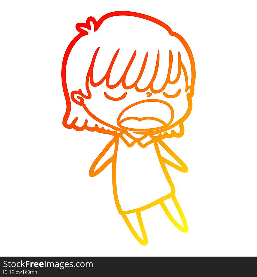 warm gradient line drawing cartoon woman talking loudly